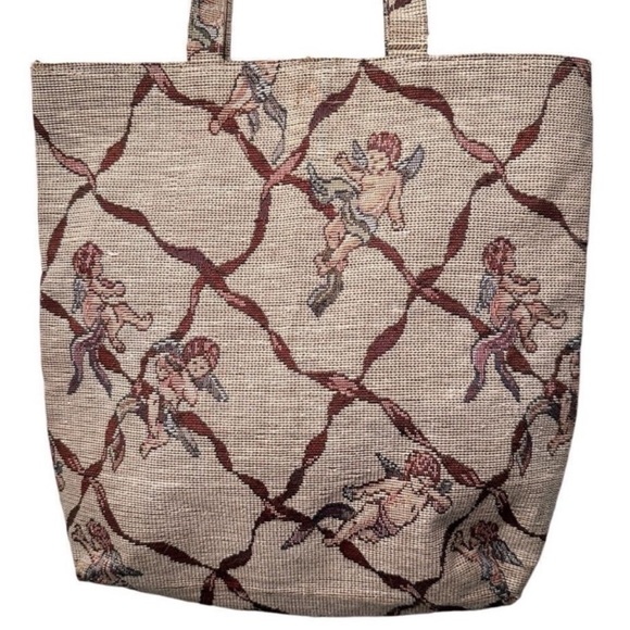 Cherub Vintage Angel Tanned Patterned Tote Bag - Picture 1 of 5